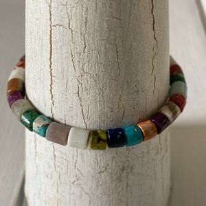 HAND CRAFTED Large Multicolor Dyed Bead Bracelet with Gift Jewelry Bag NWT